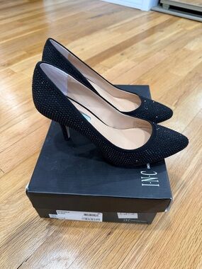 INC International Concepts Black Rhinestone-Embellished Pointed-Toe Pumps